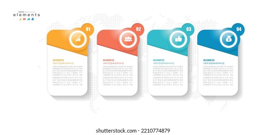 ilustración vectorial Plantilla de diseño infográfico con iconos y 4 opciones o pasos. Se puede usar para procesos, presentaciones, diseño, banner, gráfico de información.