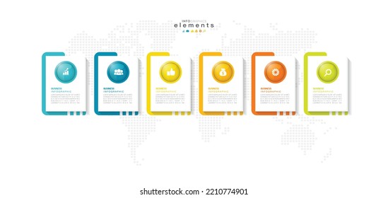 ilustración vectorial Plantilla de diseño infográfico con iconos y 6 opciones o pasos. Se puede usar para procesos, presentaciones, diseño, banner, gráfico de información.