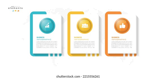 ilustración vectorial Plantilla de diseño infográfico con iconos y 3 opciones o pasos. Se puede usar para procesos, presentaciones, diseño, banner, gráfico de información.