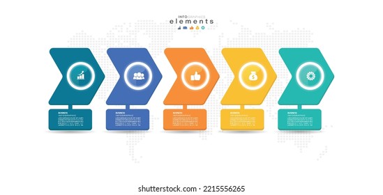 Vektorgrafik Infografische Design-Vorlage mit Symbolen und 5 Optionen oder Schritte. Kann für Prozess, Präsentationen, Layout, Banner, Infografik verwendet werden.