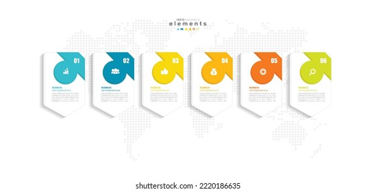 ilustración vectorial Plantilla de diseño infográfico con iconos y 6 opciones o pasos. Se puede usar para procesos, presentaciones, diseño, banner, gráfico de información.
