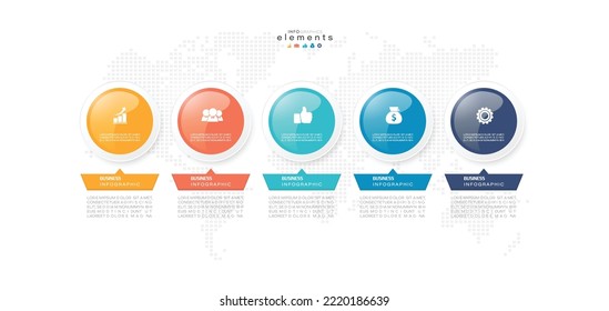 vector illustration Infographic design template with icons and 5 options or steps. Can be used for process, presentations, layout, banner,info graph.