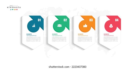 ilustración vectorial Plantilla de diseño infográfico con iconos y 4 opciones o pasos. Se puede usar para procesos, presentaciones, diseño, banner, gráfico de información.