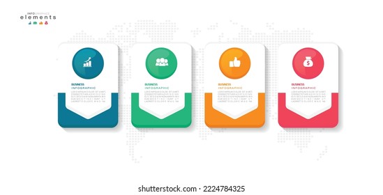 ilustración vectorial Plantilla de diseño infográfico con iconos y 4 opciones o pasos. Se puede usar para procesos, presentaciones, diseño, banner, gráfico de información.