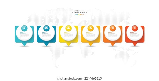vector illustration Infographic design template with icons and 6 options or steps. Can be used for process, presentations, layout, banner,info graph.