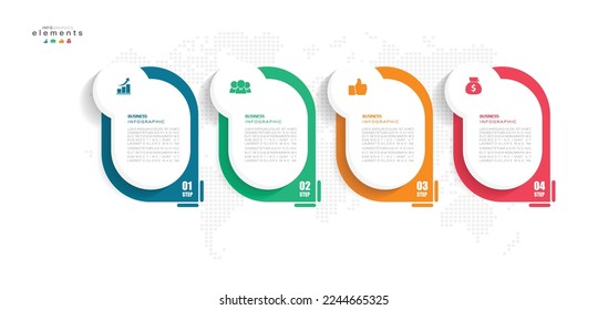 ilustración vectorial Plantilla de diseño infográfico con iconos y 4 opciones o pasos. Se puede usar para procesos, presentaciones, diseño, banner, gráfico de información.