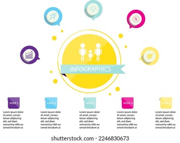 vector illustration Infographic design template with icons and 5 options or steps. Can be used for process, presentations, layout, banner,info graph.