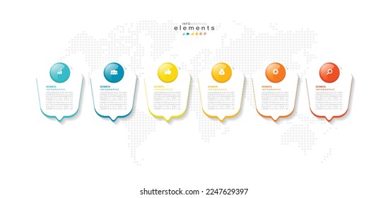 vector illustration Infographic design template with icons and 6 options or steps. Can be used for process, presentations, layout, banner,info graph.