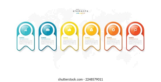 vector illustration Infographic design template with icons and 6 options or steps. Can be used for process, presentations, layout, banner,info graph.