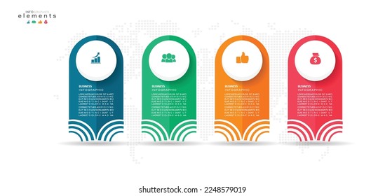 ilustración vectorial Plantilla de diseño infográfico con iconos y 4 opciones o pasos. Se puede usar para procesos, presentaciones, diseño, banner, gráfico de información.