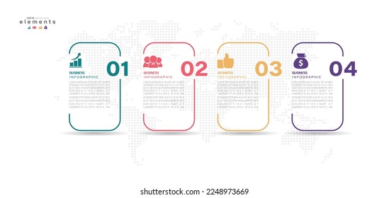 Vektorgrafik Infografische Design-Vorlage mit Symbolen und 4 Optionen oder Schritten. Kann für Prozess, Präsentationen, Layout, Banner, Infografik verwendet werden.