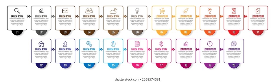 Vector illustration Infographic design template with 20 sections, there are number icons which are great for your business presentation