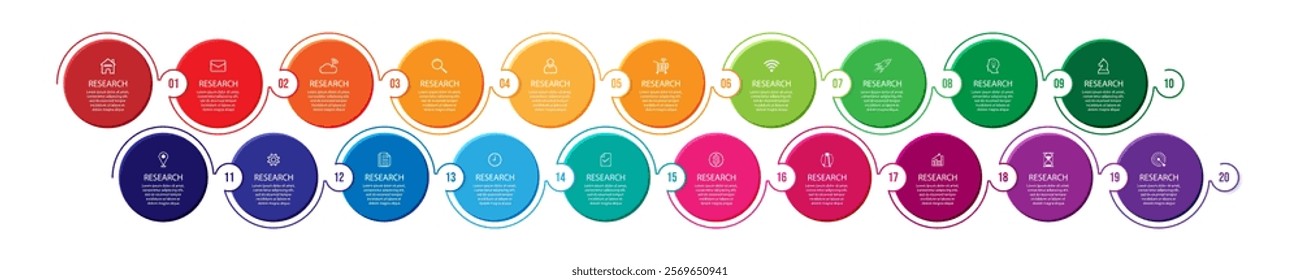 Vector illustration Infographic design template with 20 sections, icons and numbers great for your business presentation