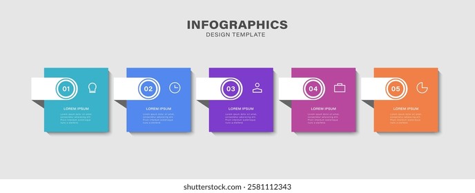 Vector illustration Infographic design template with icons and 5 options or steps for process, presentations, layout and banner
