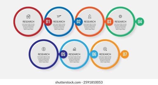 Vector illustration Infographic design template with seven sections, icons and numbers great for your business presentation