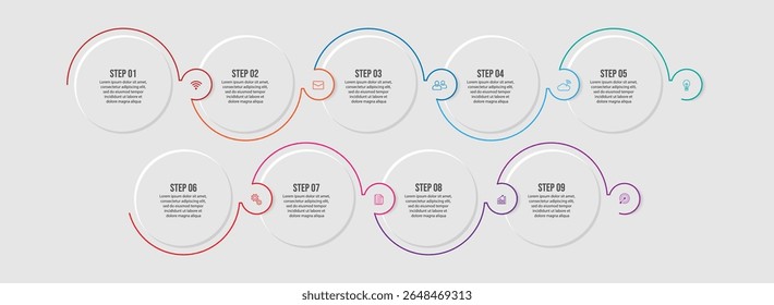 Vector illustration Infographic design template with 9 options, icons and numbers great for your business presentation
