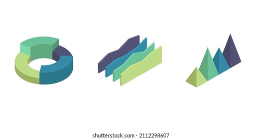 Vector Illustration Of Infographic Elements. Isometric Vector Illustration Of Infographic Elements. Pie Chart, Conical Tower Graph. Perfect For Data Visualisation, Data Analysis, Business Presentation