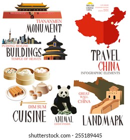 A vector illustration of Infographic elements for traveling to china