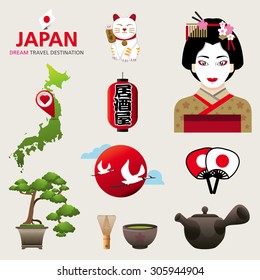 A vector illustration of Infographic elements for traveling to Japan, concept Travel to Japan / Infographic Element / icon / Symbol , Vector Design