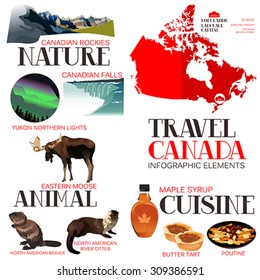 A vector illustration of Infographic elements for traveling to Canada