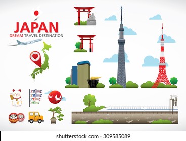 A vector illustration of Infographic elements for traveling to Japan, concept Travel to Japan / Infographic Element / icon / Symbol , Vector Design