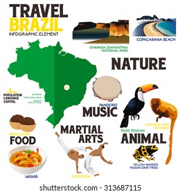 A vector illustration of Infographic elements for traveling to Brazil