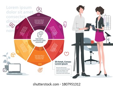 Vector illustration of the infographic elements. Website banner, marketing material, business presentation, online advertising. Business humans.