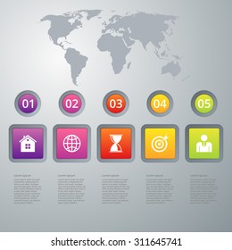 Vector illustration infographic five options.