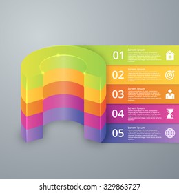 Vector illustration infographic five options.