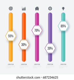 Vector illustration infographic five options. Stock vector