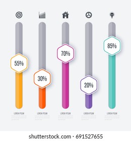 Vector illustration infographic five options. Stock vector