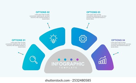 Vector illustration. The infographic is in the form of a circle and 4 segments. Template for graph, presentation, business, education with four steps.