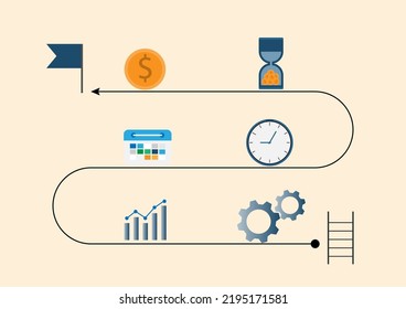 vector illustration infographic long term investment, time investing, success takes time, growth profit, step to investing, process investment, financial investing