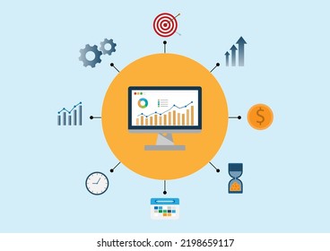 Vektorgrafik infografische langfristige Investitionen, Zeitinvestitionen, Erfolg braucht Zeit, Wachstumsertrag, Schritt zu Investitionen, Prozessinvestitionen, Finanzinvestitionen