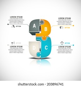 Vector illustration of infographic made of puzzle number. 