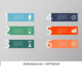 Vector illustration of infographic six options. Can be used as a template for brochures, business web design, banner.