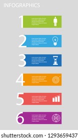 Vector illustration of infographic six options. Can be used as a template for brochures, business web design, banner.