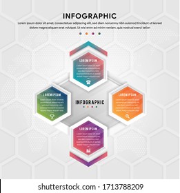 Vector illustration infographic template with 3D hexagons paper label, business template for presentation. Creative concept for infographic, diagram, flowchart, workflow layout, content, steps, chart.