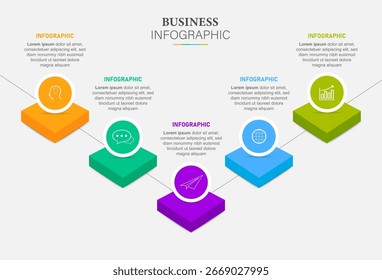 Vector illustration infographic template with 3D circles paper label, business template for presentation. Creative concept for infographic, diagram, flowchart, workflow layout. Line business icon set.