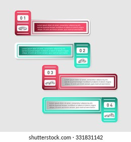 Vector illustration infographic template with 4 steps, 4 options. Can be used for infographics, banner, poster, web design, brochure, presentation