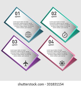 Vector illustration infographic template with 4 steps, 4 options. Can be used for infographics, banner, poster, web design, brochure, presentation