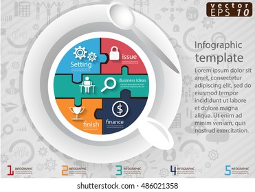 Vector illustration Infographic template coffee cup Business modern Idea and Concept with icon
