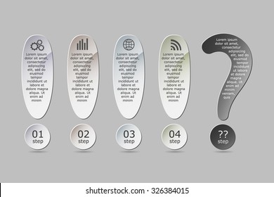 Vector illustration infographic template with exclamation mark and
question mark. Can be used for infographics, banner, poster, web design, brochure, presentation