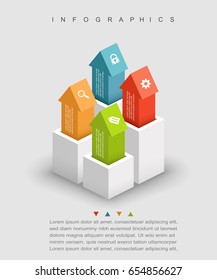 Vector illustration of infographic template with four arrows