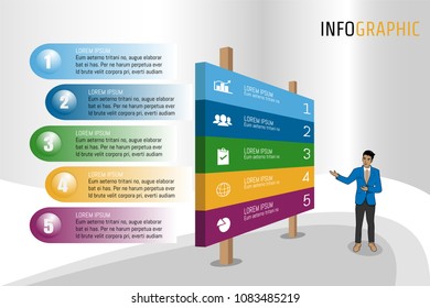 Vector illustration Infographic template in isomatic banner layout design for presentation, business meeting, marketing, techonology workflow, planning or any purpose.