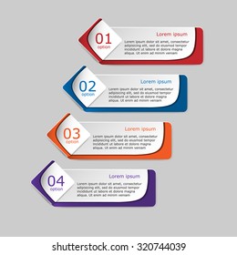 Plantilla infográfica de ilustración vectorial con paso, opciones. Se puede utilizar para infografías, banner, afiche, diseño web, folleto, presentación