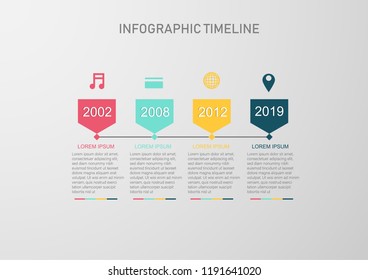 Vector illustration infographic timeline design template with label design and icons.