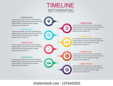 Vector illustration infographic timeline design template with label design and icons.