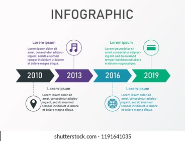 Vector illustration infographic timeline design template with label design and icons.