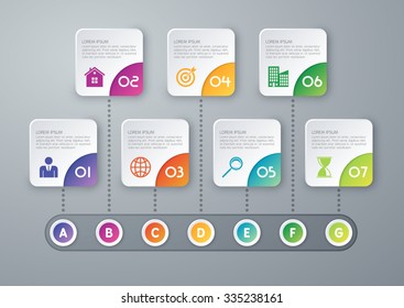 Vector Illustration Infographic Timeline Of Seven Options.